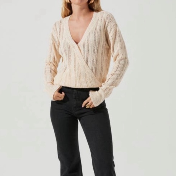 Astr Sweaters - ASTR THE LABEL Wrap Front Pointelle Sweater -  Size Small NWT